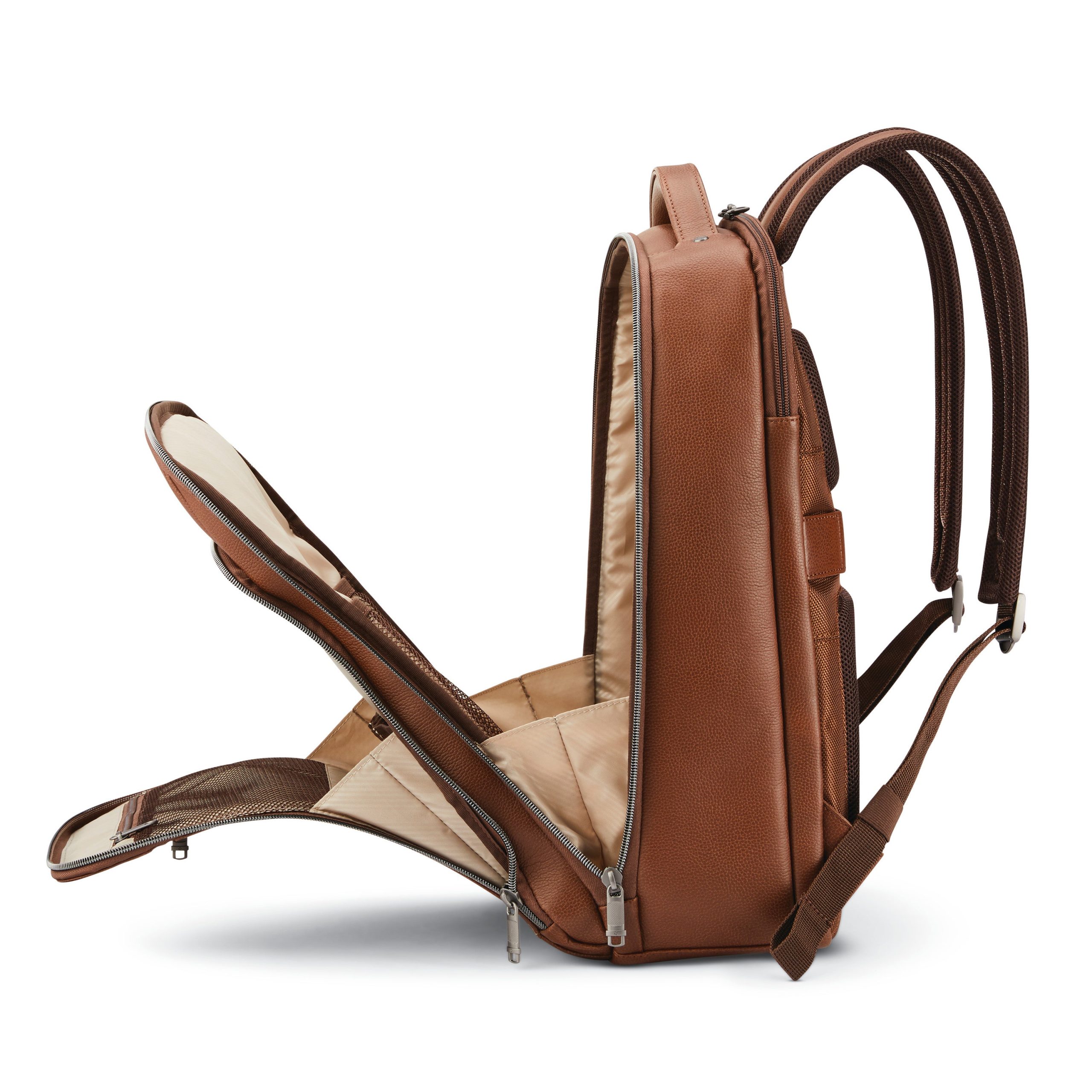 Classic Leather Backpack Cognac - Image 3