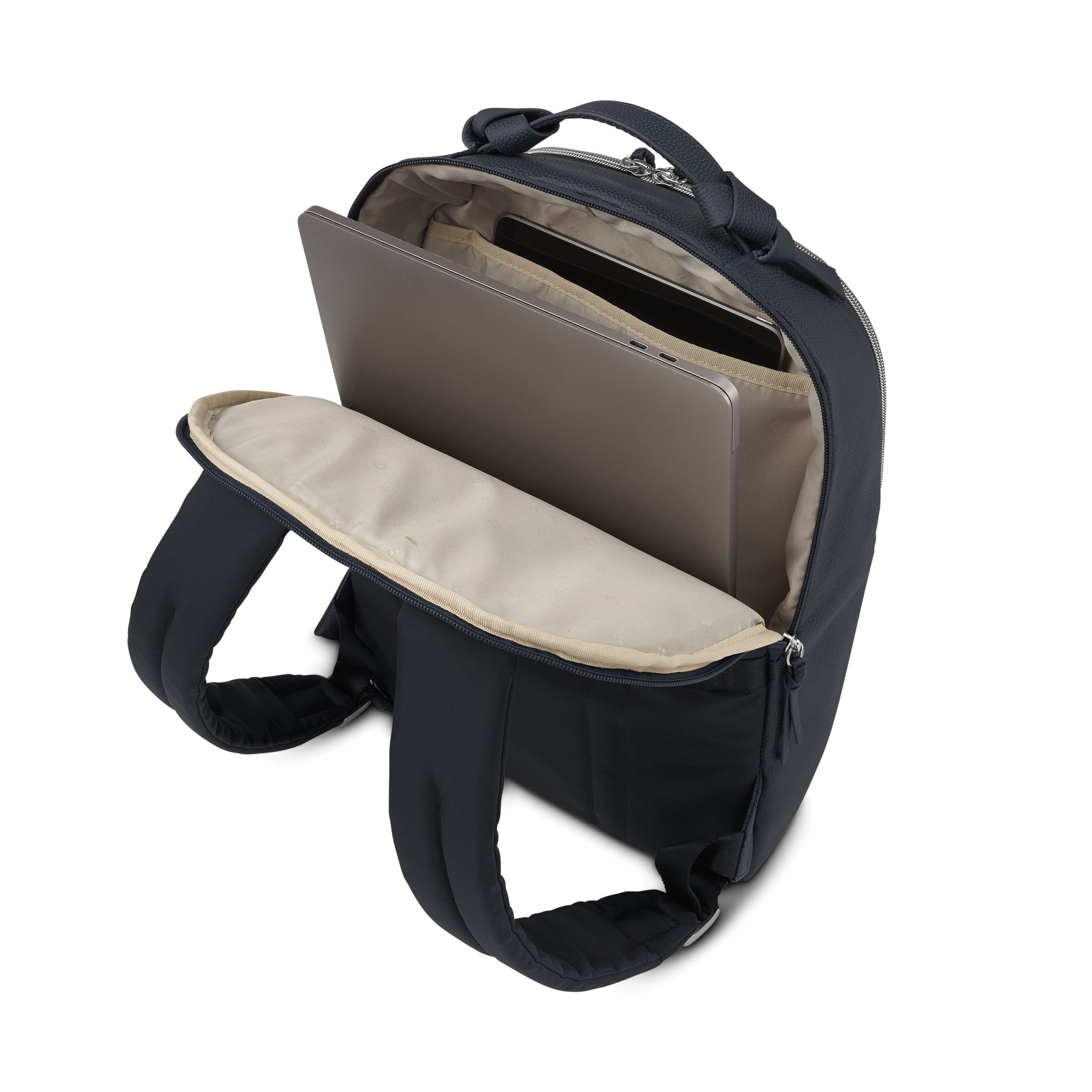 Women's Everyday Leather Backpack Navy - Image 3