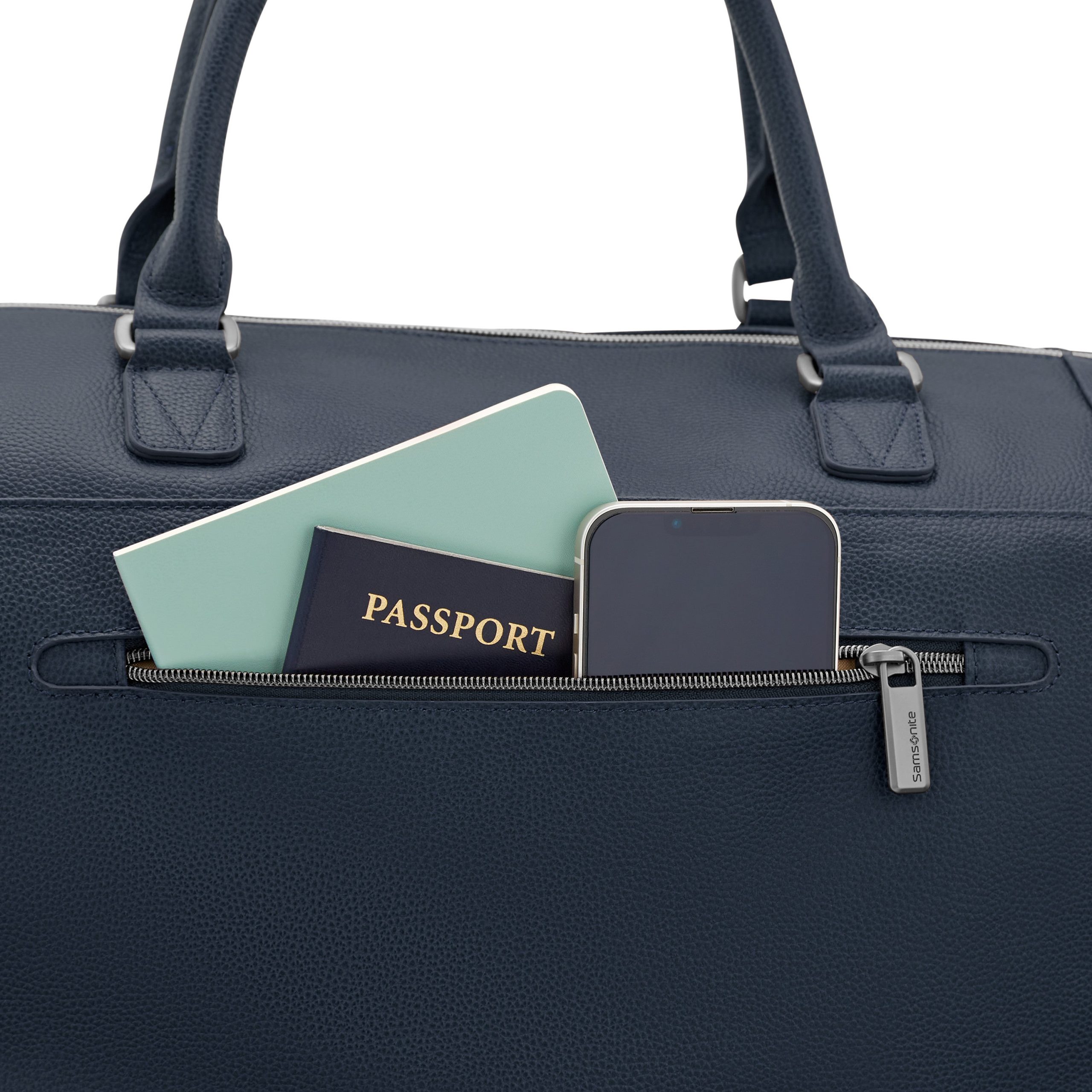Classic Leather Weekender Navy - Image 5