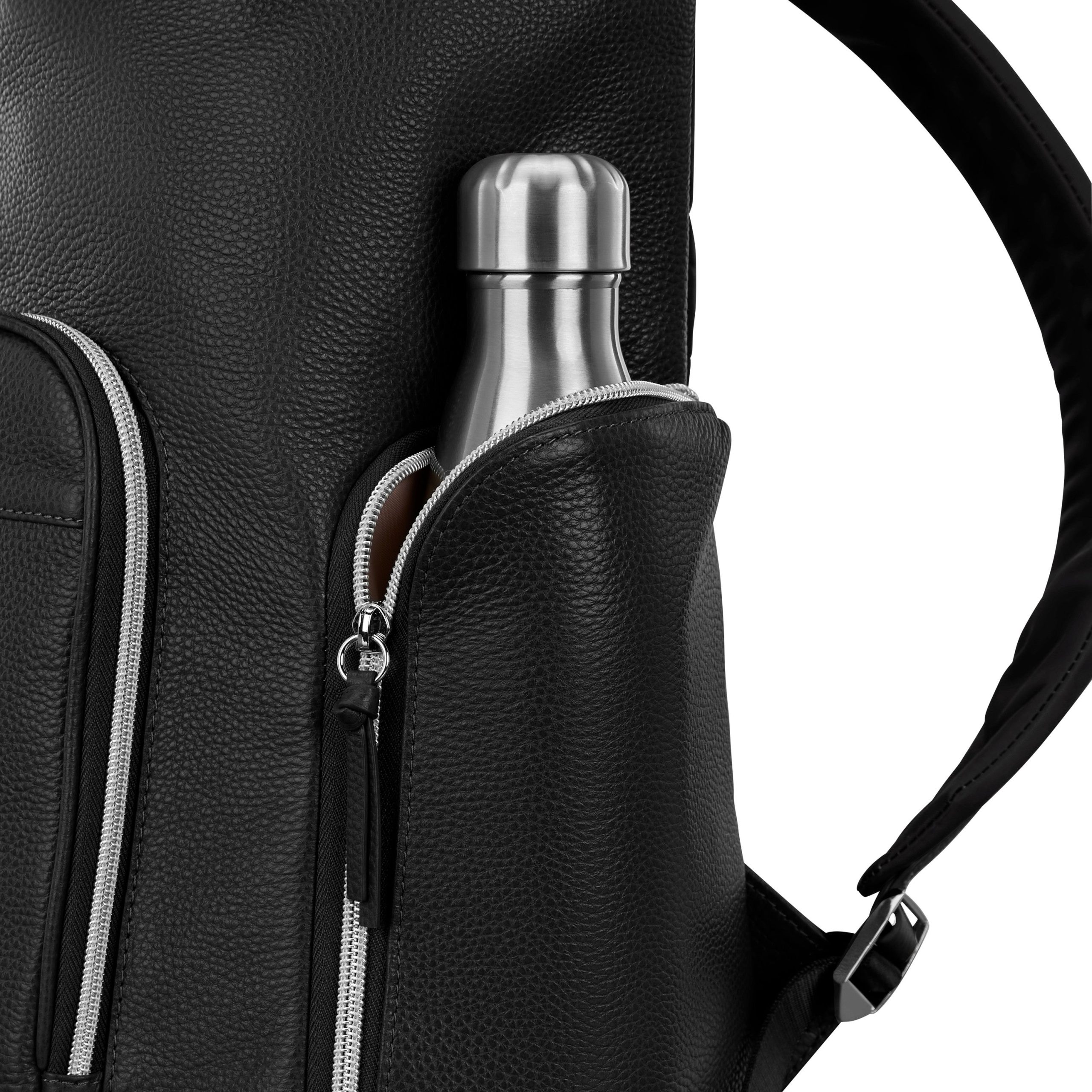 Mobile Solution 2 Leather Deluxe Backpack Black - Image 5