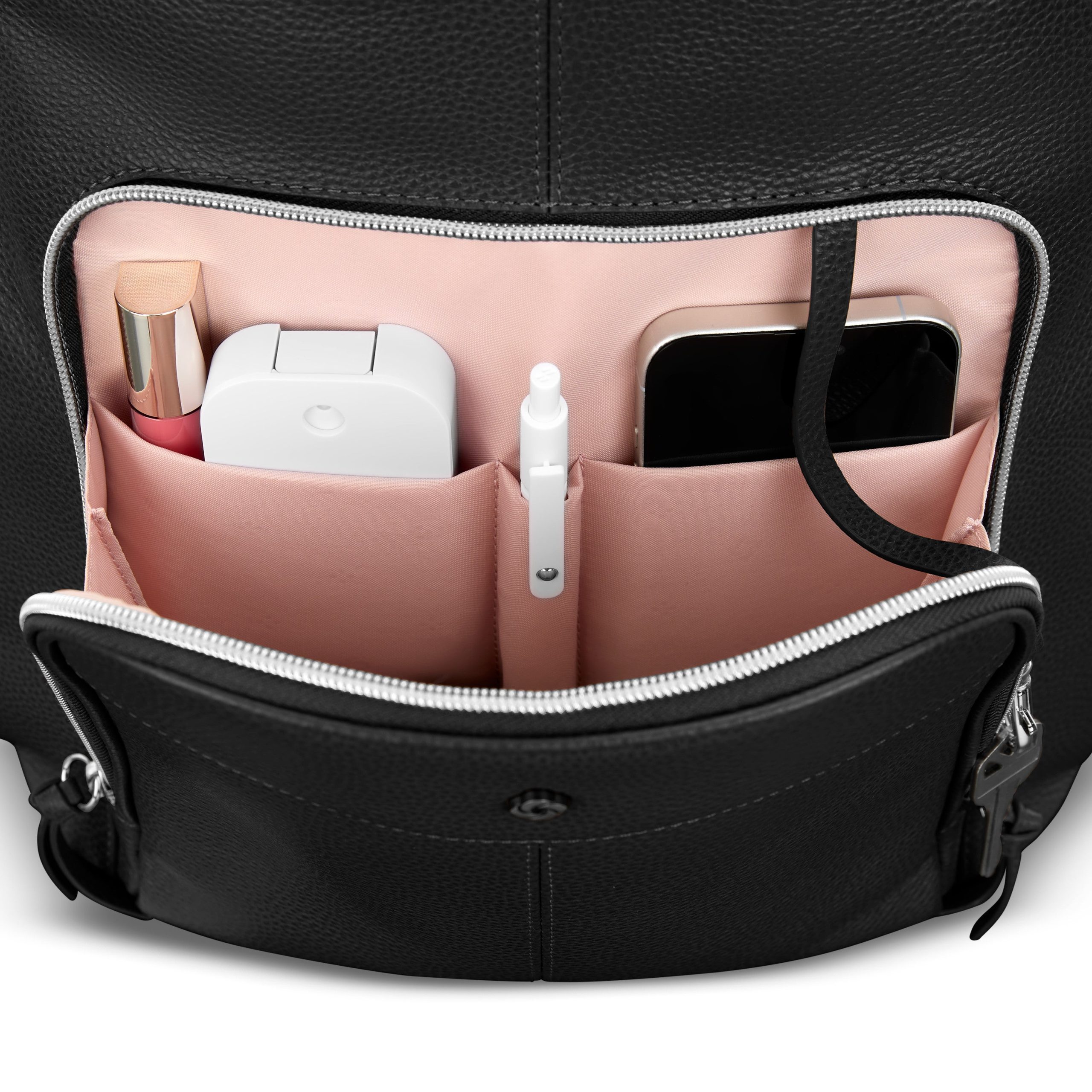 Mobile Solution 2 Leather Deluxe Backpack Black - Image 4