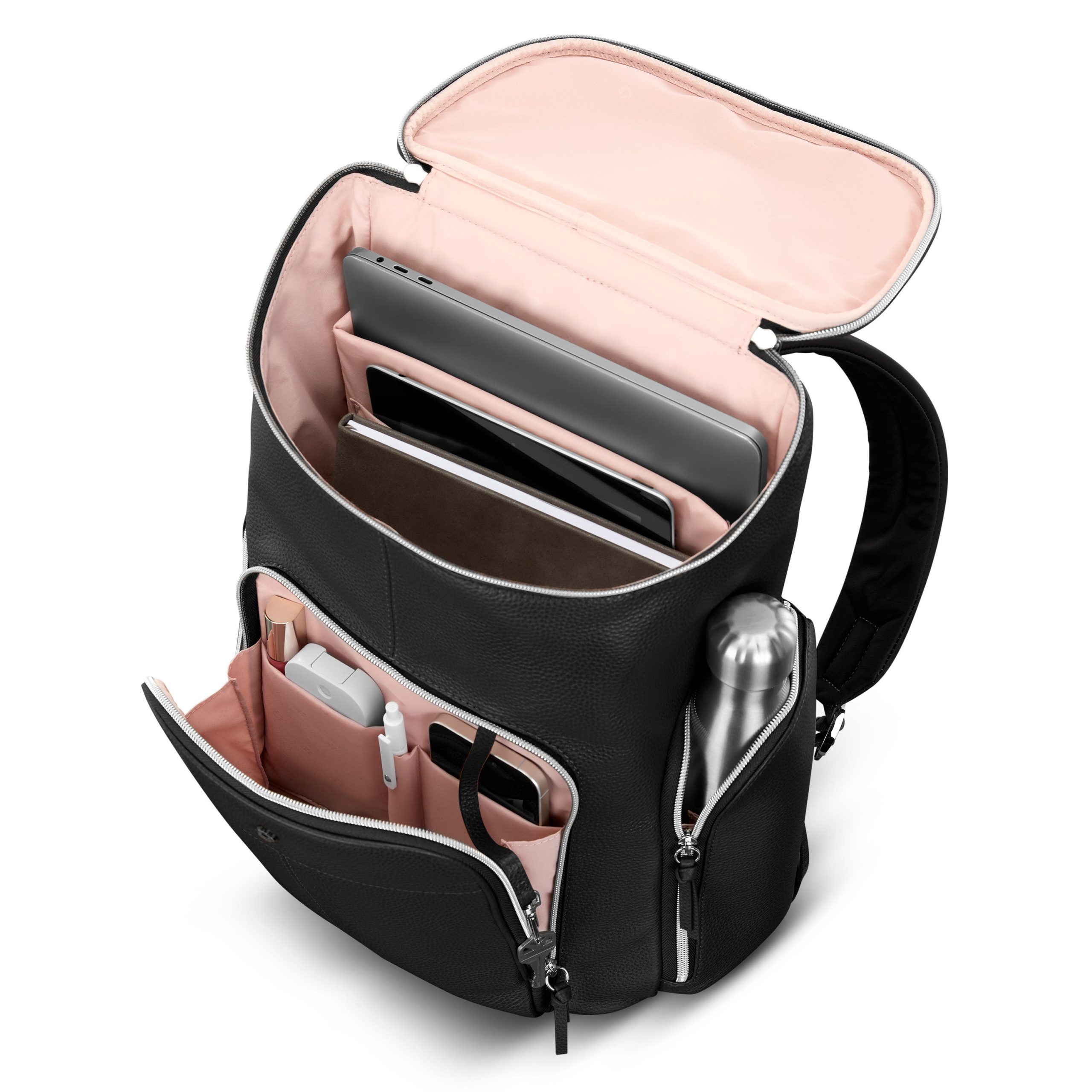 Mobile Solution 2 Leather Deluxe Backpack Black - Image 2