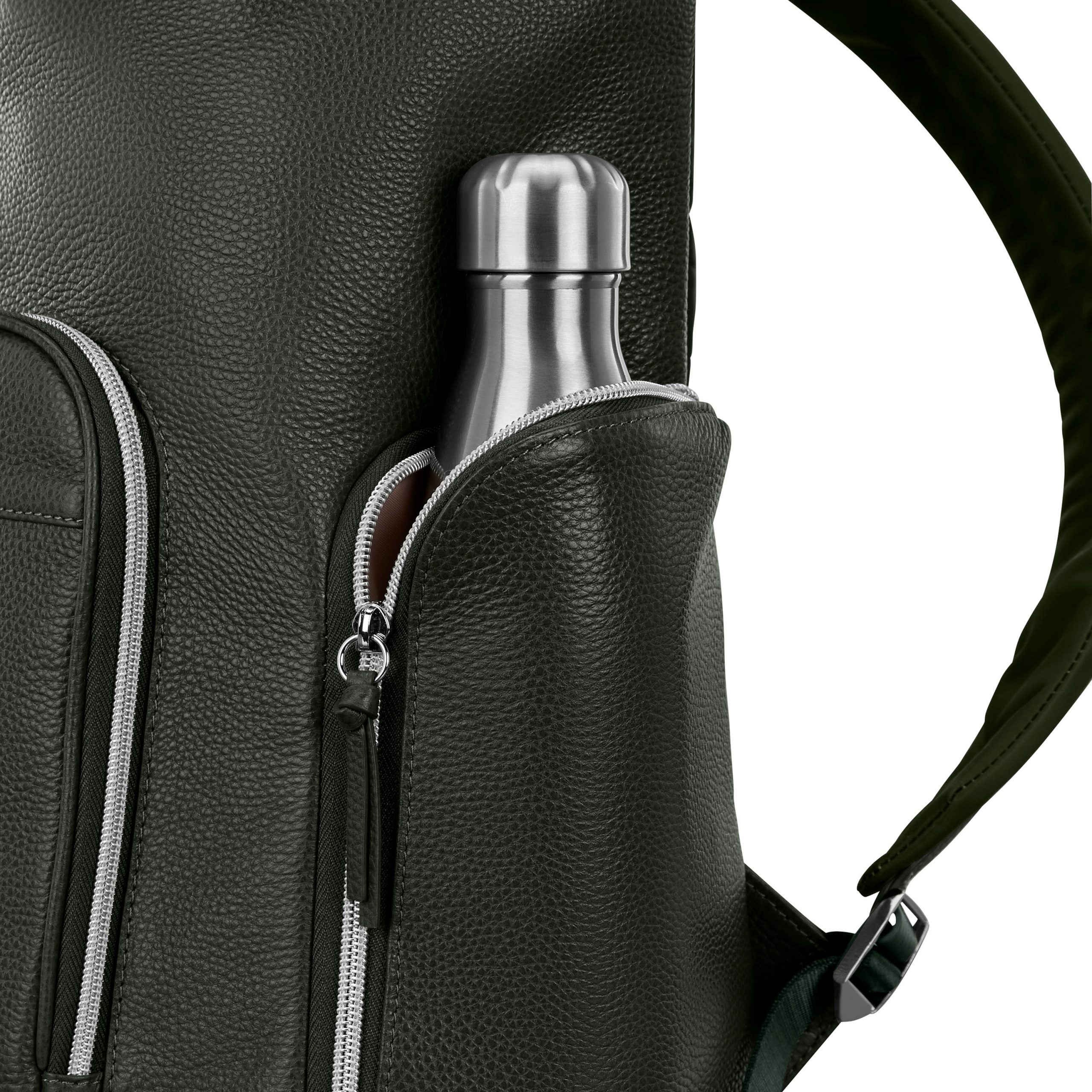 Mobile Solution 2 Leather Deluxe Backpack Olive - Image 5