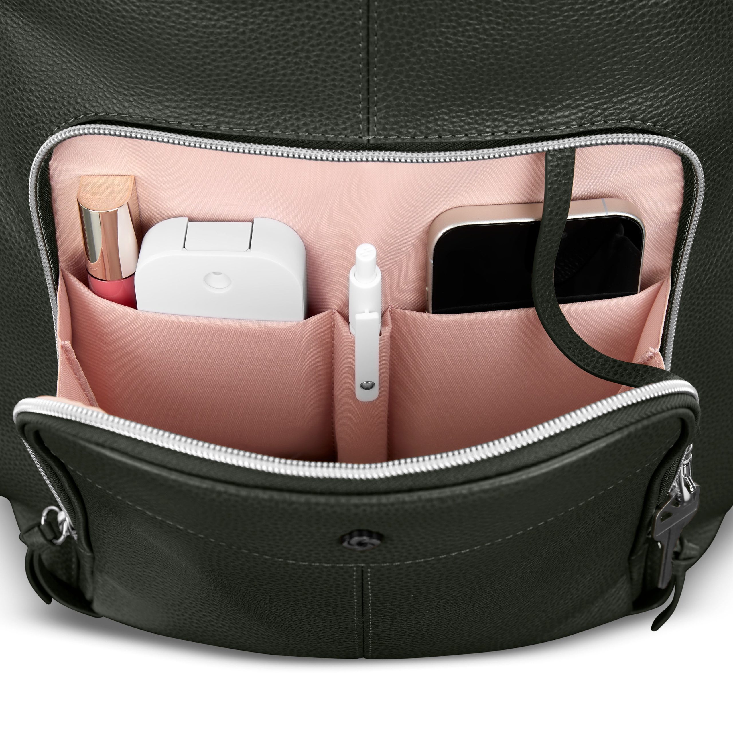 Mobile Solution 2 Leather Deluxe Backpack Olive - Image 4
