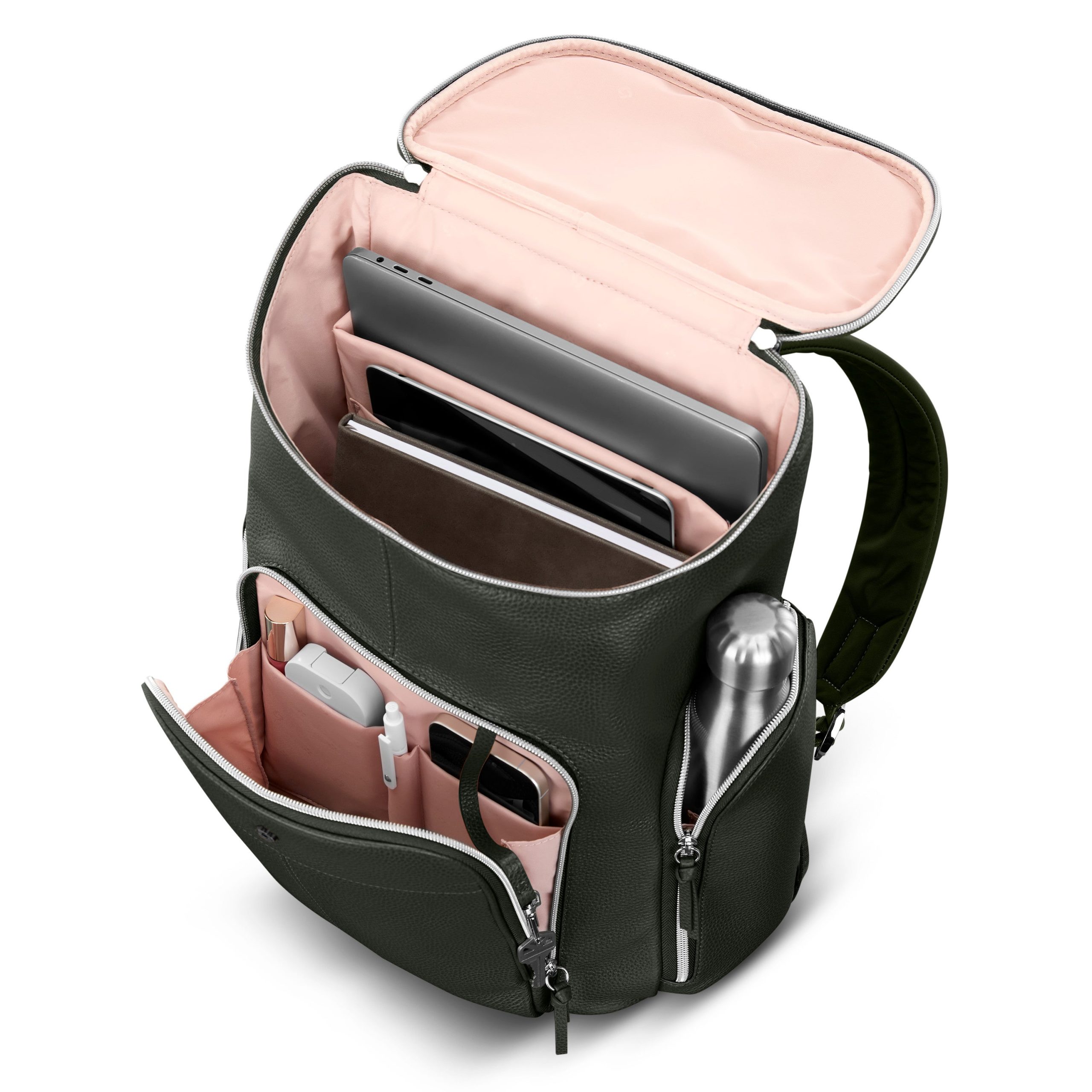 Mobile Solution 2 Leather Deluxe Backpack Olive - Image 2