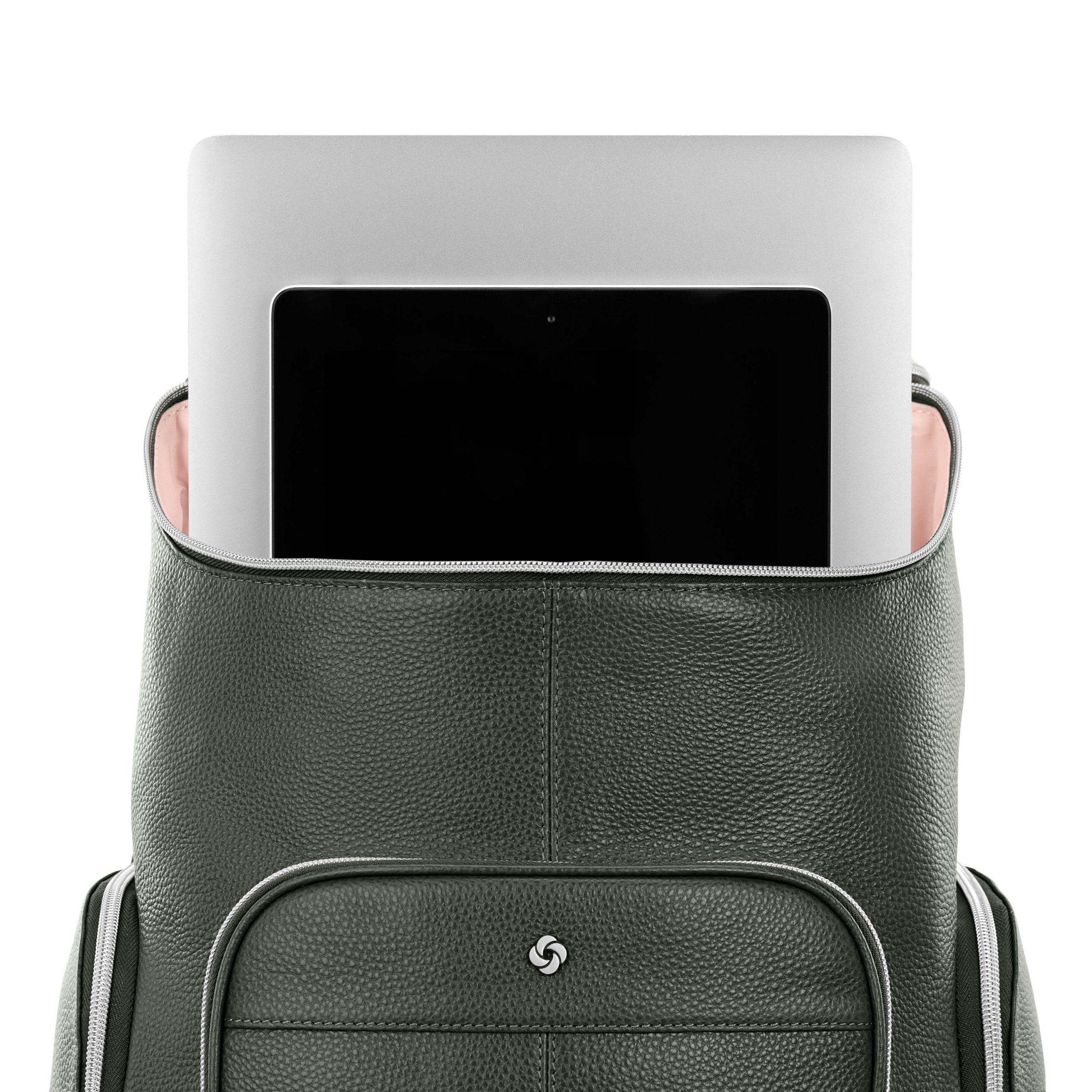 Mobile Solution 2 Leather Deluxe Backpack Olive - Image 3