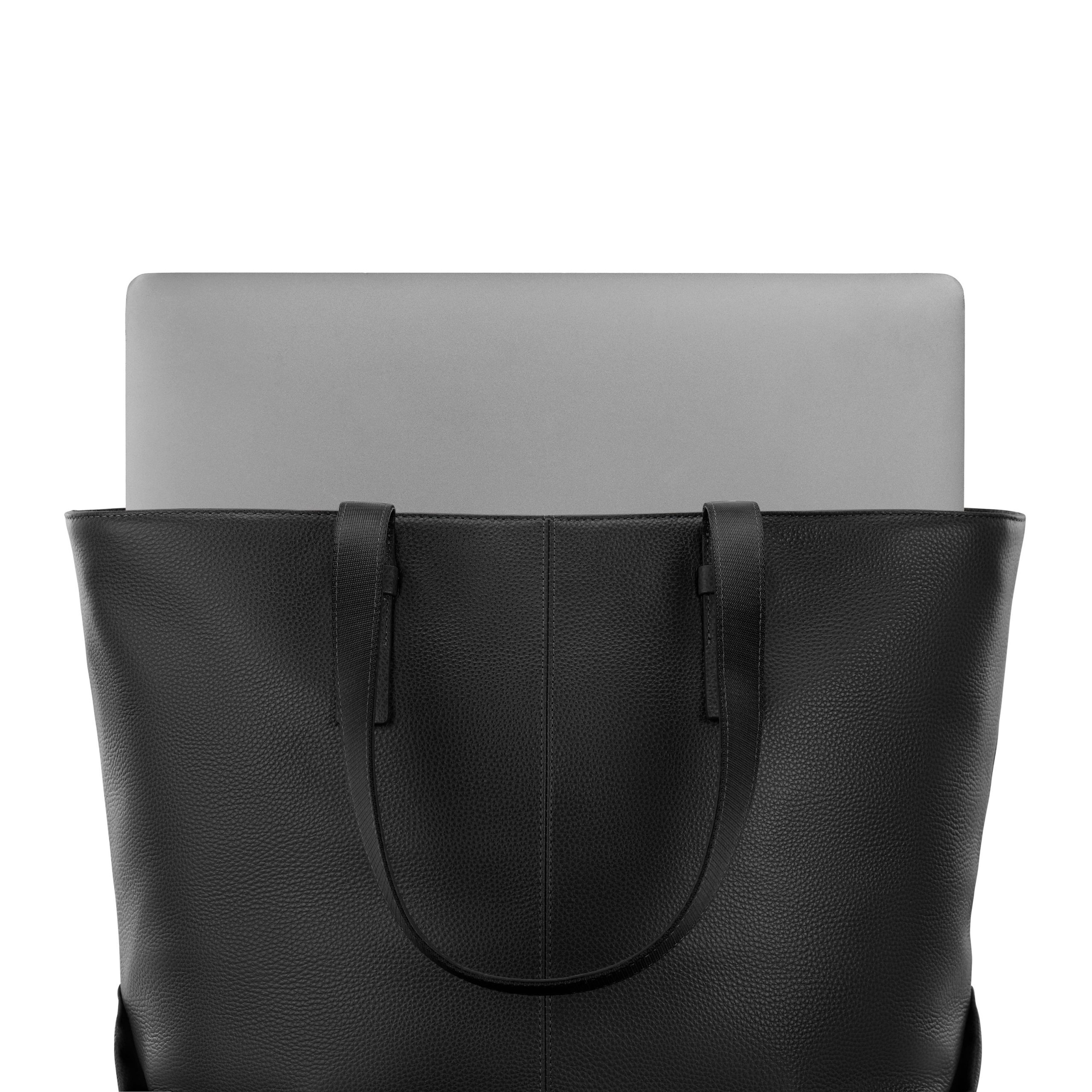 Mobile Solution 2 Leather Tote Black - Image 3