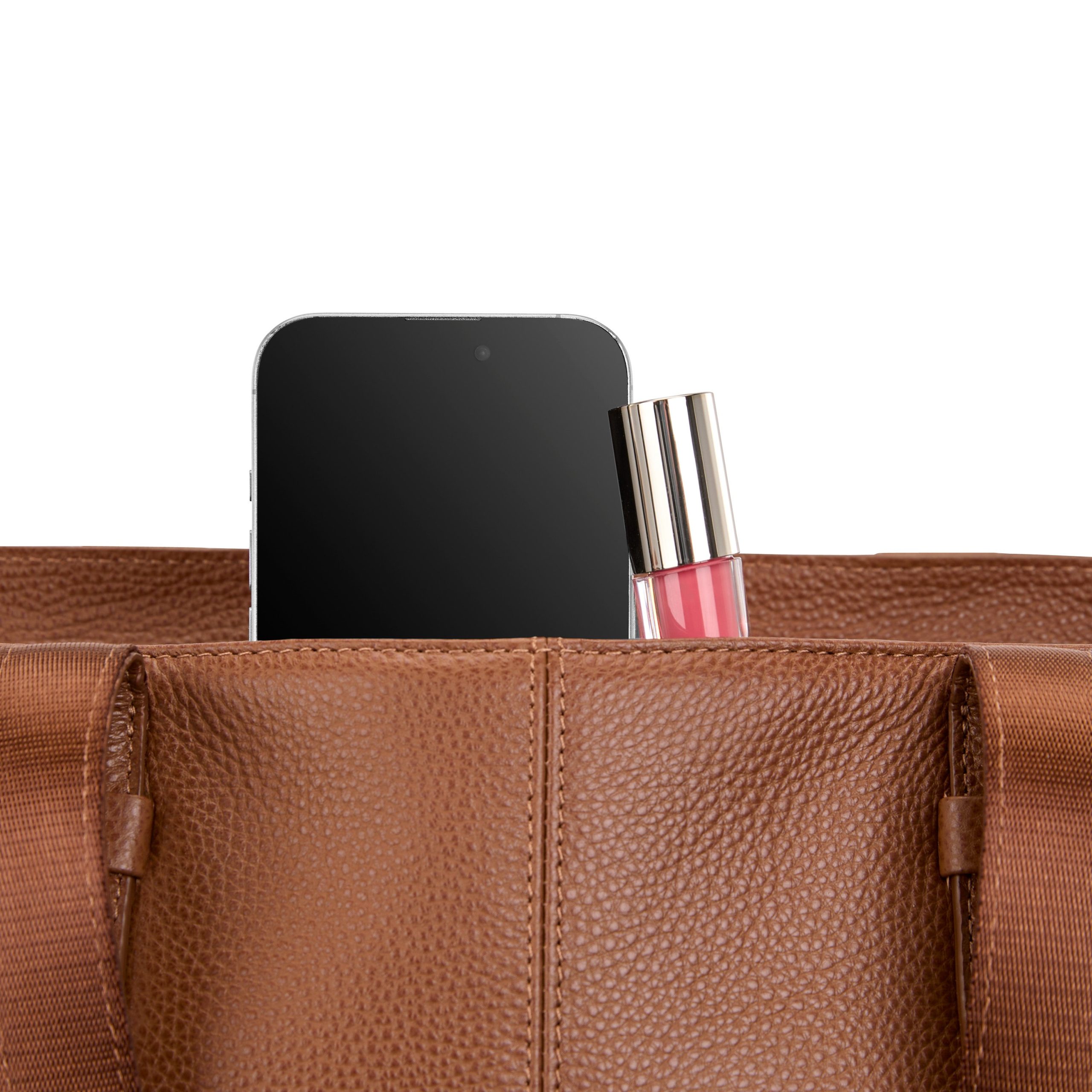 Mobile Solution 2 Leather Tote Cognac - Image 4