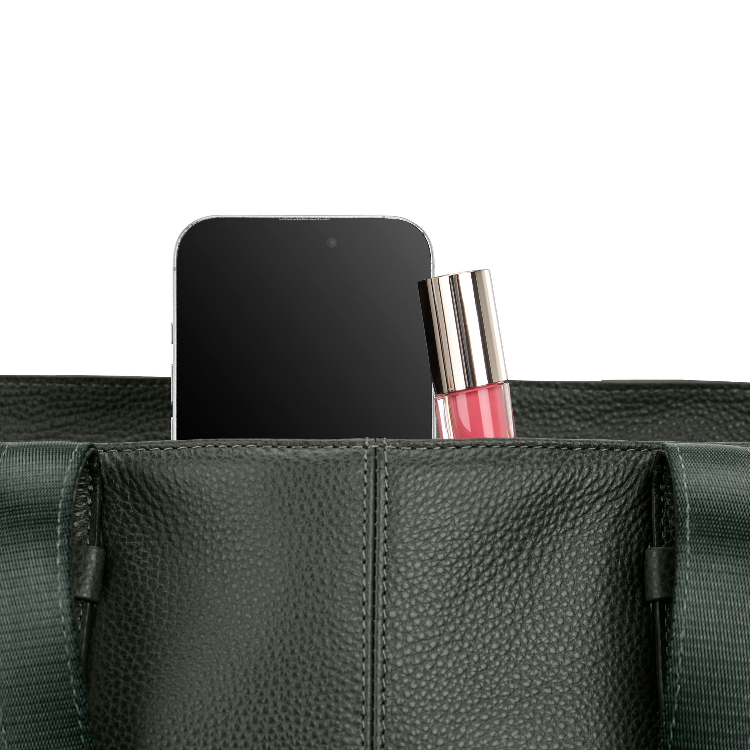 Mobile Solution 2 Leather Tote Olive - Image 4